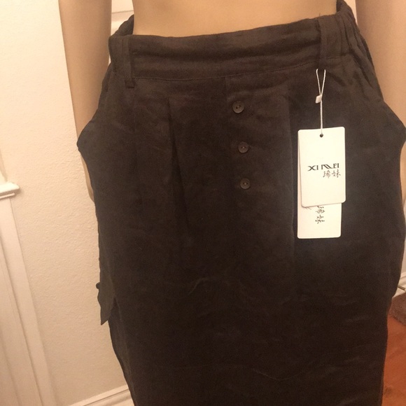 Midi skirt Linen Brown Sz - S - Picture 7 of 11